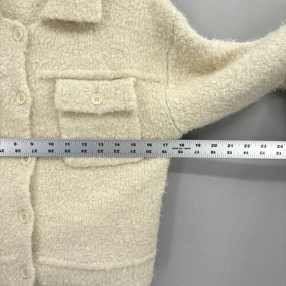 Samsoe Samsoe Jacket Womens Small Beige White Emilie Alpaca Blend Boucle Cropped - Picture 13 of 16